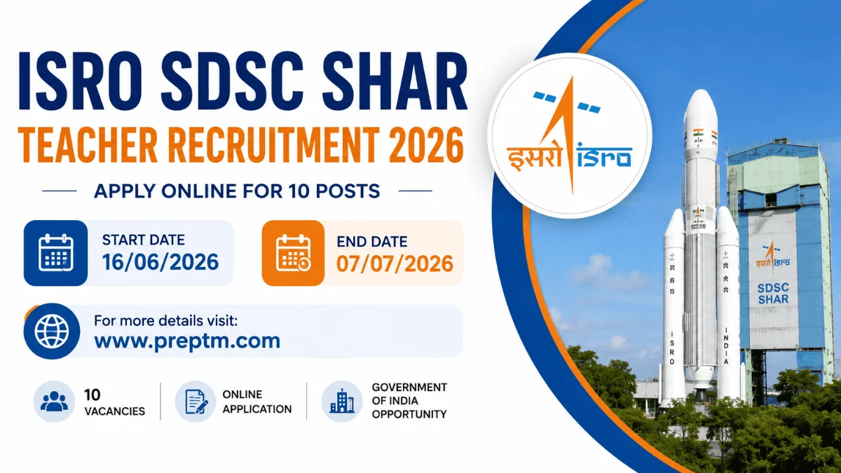 ISRO SDSC SHAR Teacher Recruitment 2026: Apply Online for 10 Posts